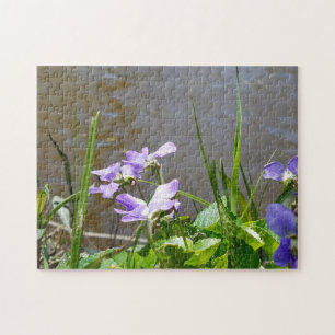 Fleurs mauve eau rivière étang jigsaw puzzle