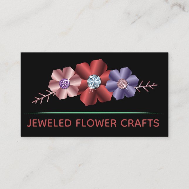 Fleurs métalliques et Carte de visite de logo en s (Devant)