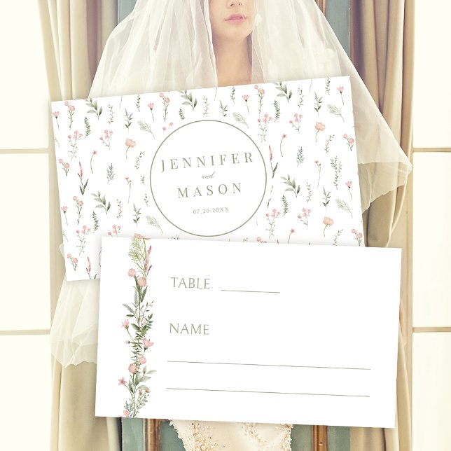 Fleurs minuscules rose moderne mariage cartes de p (Créateur téléchargé)