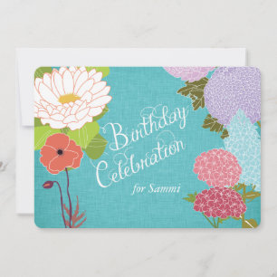 Fleurs mixtes sur le Invitation d'anniversaire du 