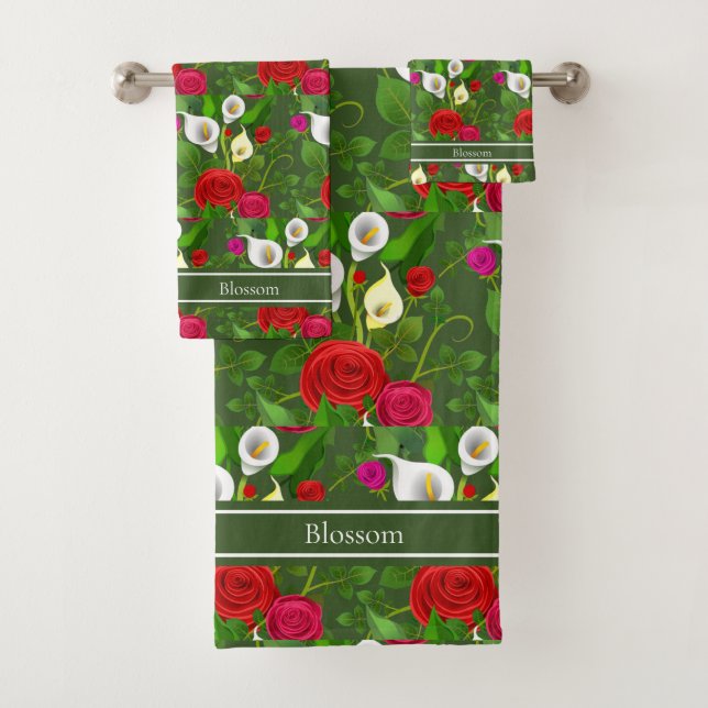 Fleurs modernes chic et écriture sur fond vert for (En situation)
