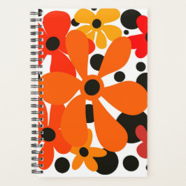 Fleurs modernes, funky, orange et jaune