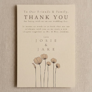 Fleurs modernes Mariage merci Table Card