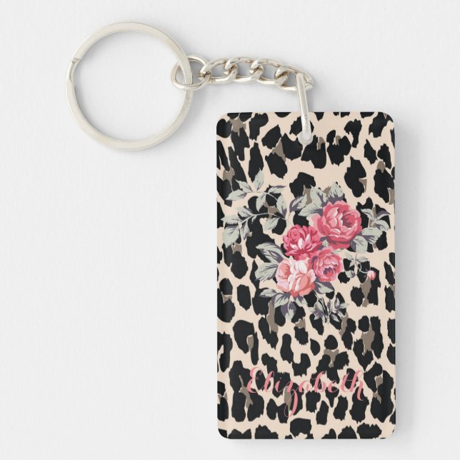 Fleurs Modernes Sur Personnalisé Empreinte de léop (Devant)