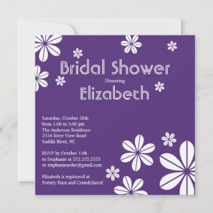 Fleurs Modes Douche nuptiale Invitation Violet