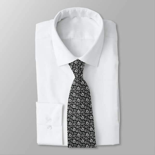 Fleurs noires Cravate pour hommes (Attaché)