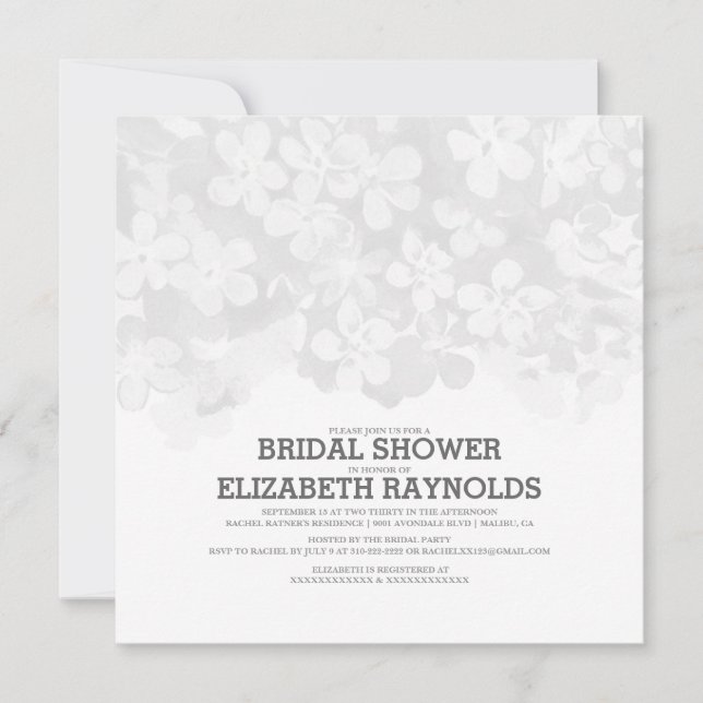 Fleurs Noires Et Blanches Invitations De Douche Nu (Devant)