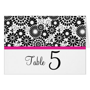 Fleurs noires et noires rétro Carte Numéro de tabl