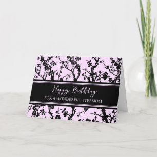 Fleurs noires roses Carte d'anniversaire Stepmere