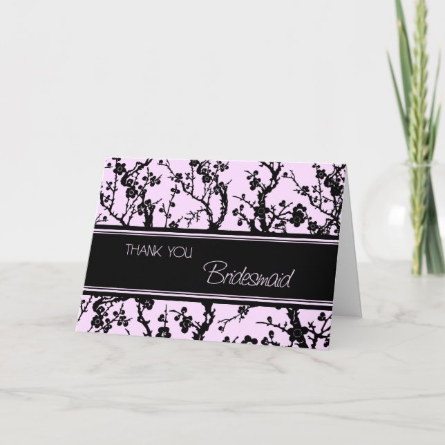 Fleurs noires roses Cartes de remerciements de fem (Devant)