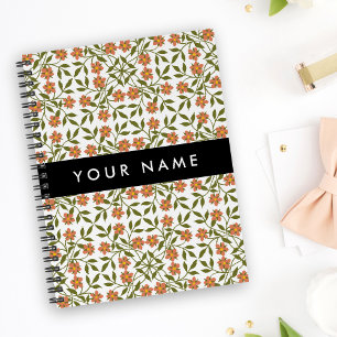 Fleurs orange, Motif Floral, Boho, Votre Nom
