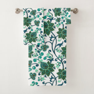 Fleurs Paisley Vertes Et Sarcelle
