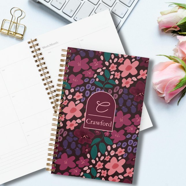 Fleurs Personnalisées avec Monogramme Humeur (Moody Floral Personalized Planner)