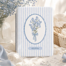 Fleurs personnalisées rayures bleu poussiéreux cot