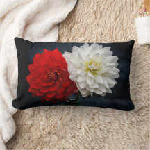 Fleurs pétales rouges et blanches Coussins extérie