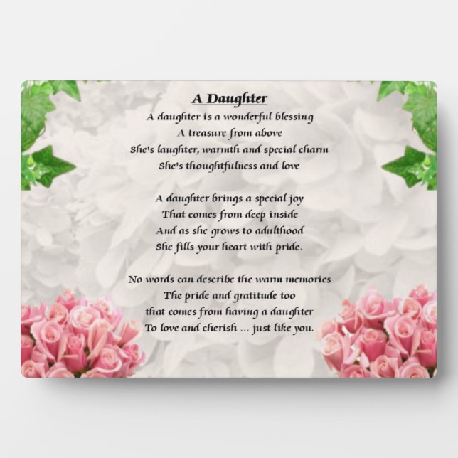 Fleurs - Plaque poème fille (Devant)