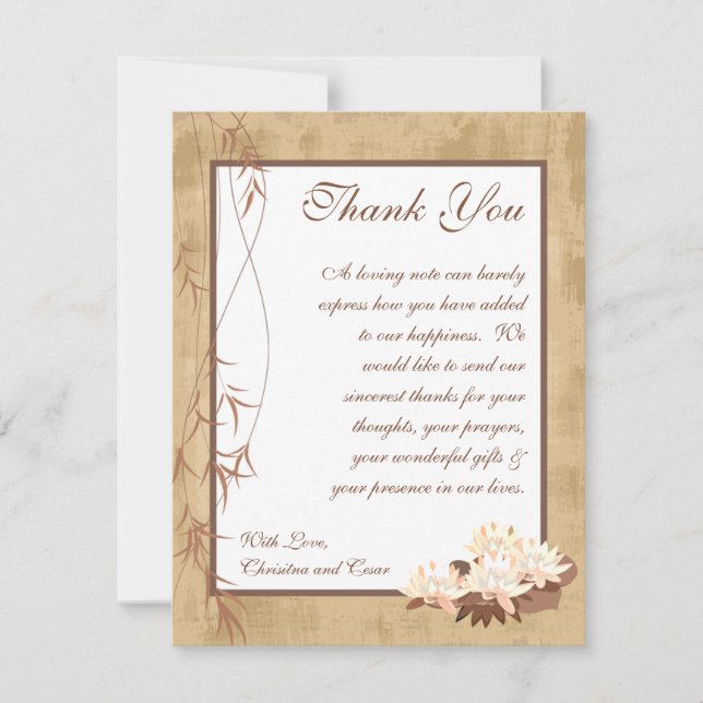 fleurs PLATES d'Oriental du carte de remerciements (Devant)