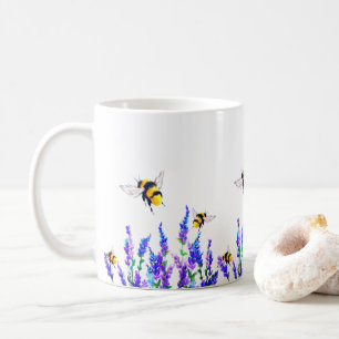 Fleurs printanières et abeilles volent la Mug