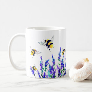 Fleurs printanières et abeilles volent la Mug