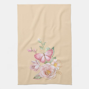 Fleurs printanières Serviette de cuisine blanche r
