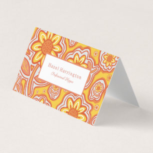 Fleurs rétro Carte de visite plié personnalisable