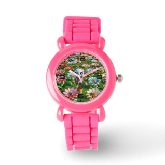 Fleurs Robotiques Montre Enfants Roses