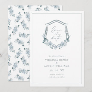 Fleurs Romantiques Bleues Save The Date