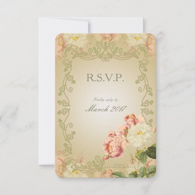 Fleurs romantiques - Carte RSVP (Devant)