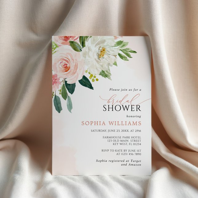 Fleurs rose vierge Invitation douche nuptiale (Créateur téléchargé)