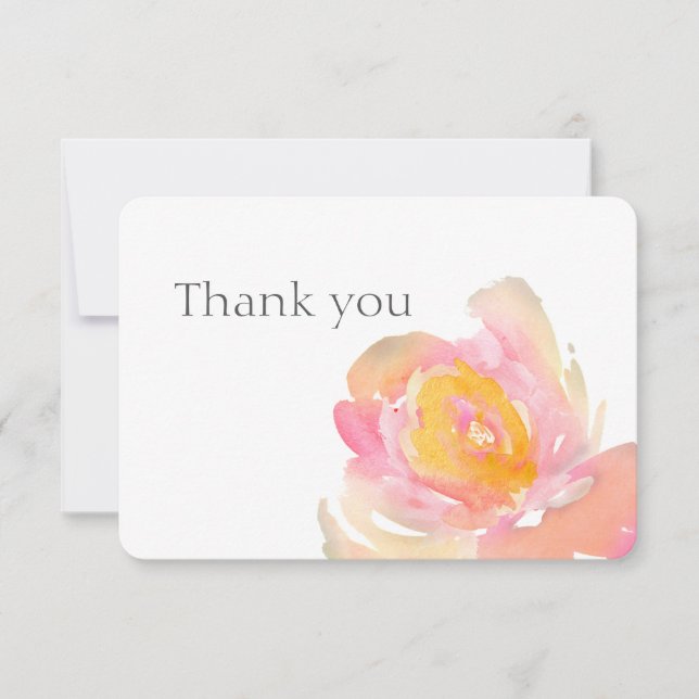 Fleurs roses aquarelle merci. Carte florale (Devant)