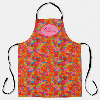 Fleurs Roses Aquarelles Avec Tablier De Texte Oval