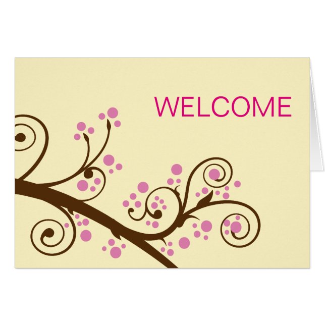 Fleurs roses avec Brown Branche Accueil (Devant horizontal)