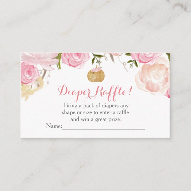 Fleurs roses baby showers cartes de tombola (Devant)