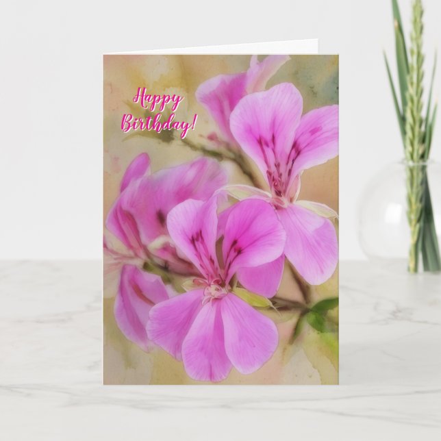 Fleurs roses Belle carte d'anniversaire (Devant)