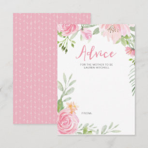 Fleurs roses blanches Cartes de conseil baby showe