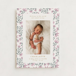 Fleurs roses   carte bébé