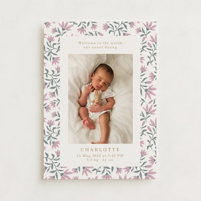 Fleurs roses | carte bébé (Créateur téléchargé)