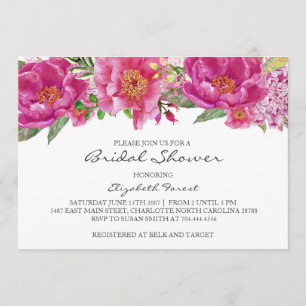 Fleurs roses chaudes invitation à la douche nuptia