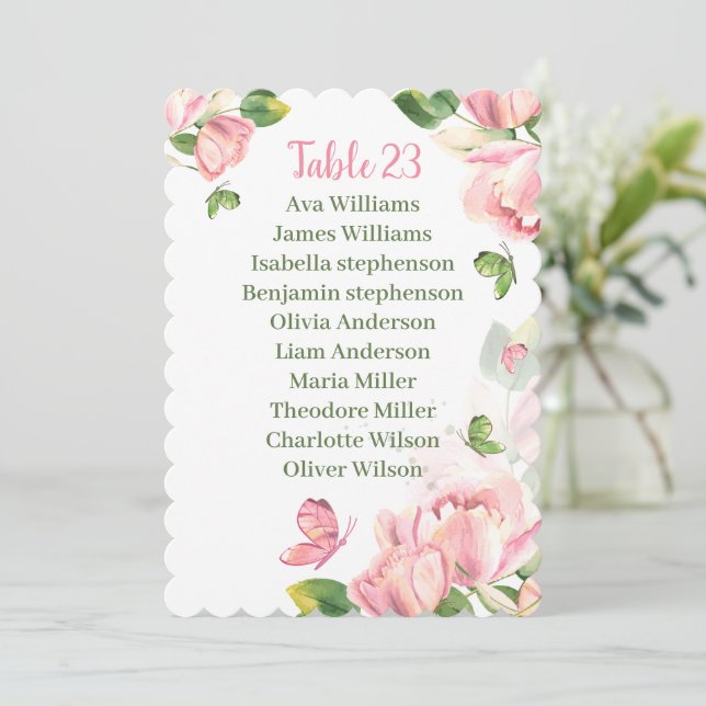fleurs roses chaudes papillons assise carte carte  (Debout devant)