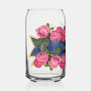 fleurs roses dans une bannière bleue modifiable