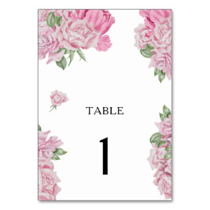 Fleurs roses d'aquarelle - Numéro de table mariage