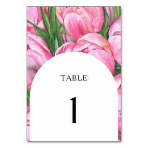 Fleurs roses d'aquarelle - Numéro de table mariage