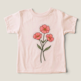 Fleurs roses délicates T-shirt minimaliste