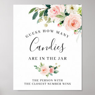 Fleurs roses élégantes blush Affiche enseigne flor