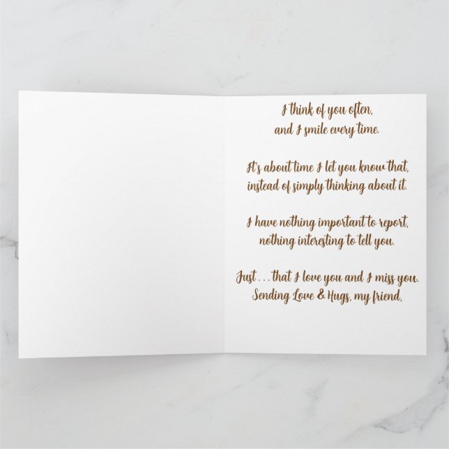 Fleurs roses élégantes pensant à vous Plier Carte (Intérieur)