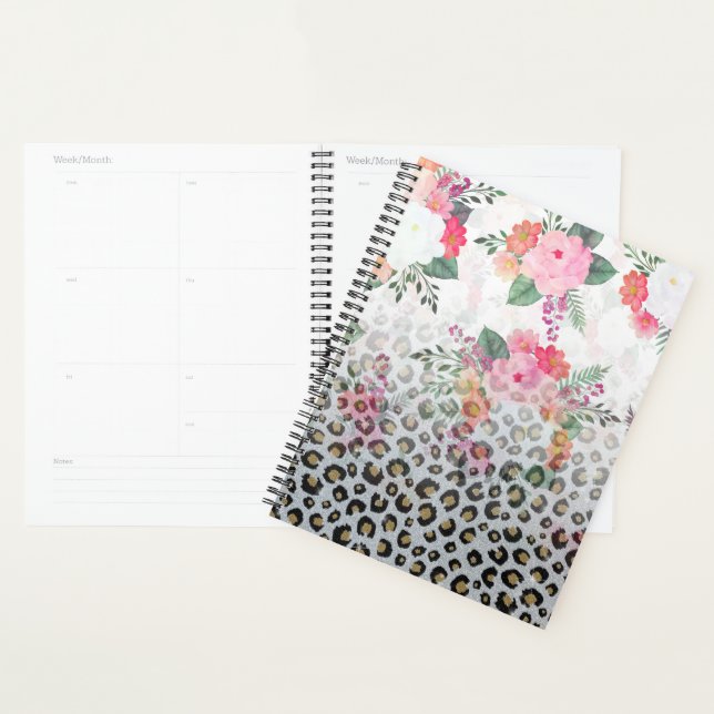 Fleurs roses Empreintes de léopard noires en argen (Devant avec enveloppe)