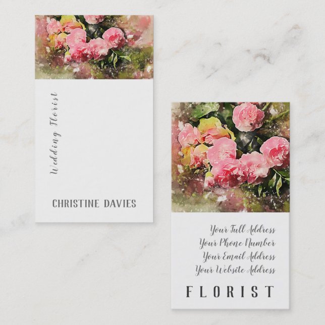 Fleurs roses, épousant le carte de visite de (Devant / Derrière)