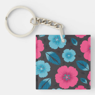 Fleurs roses et bleues sur Arrière - plan foncé