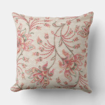 Fleurs roses et de ras sur oreiller à lancer d'ivo