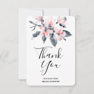 Fleurs roses et gris Merci d'aquarelle classique